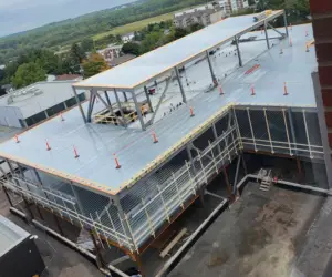 Construction site showing Coronary Care Unit being built
