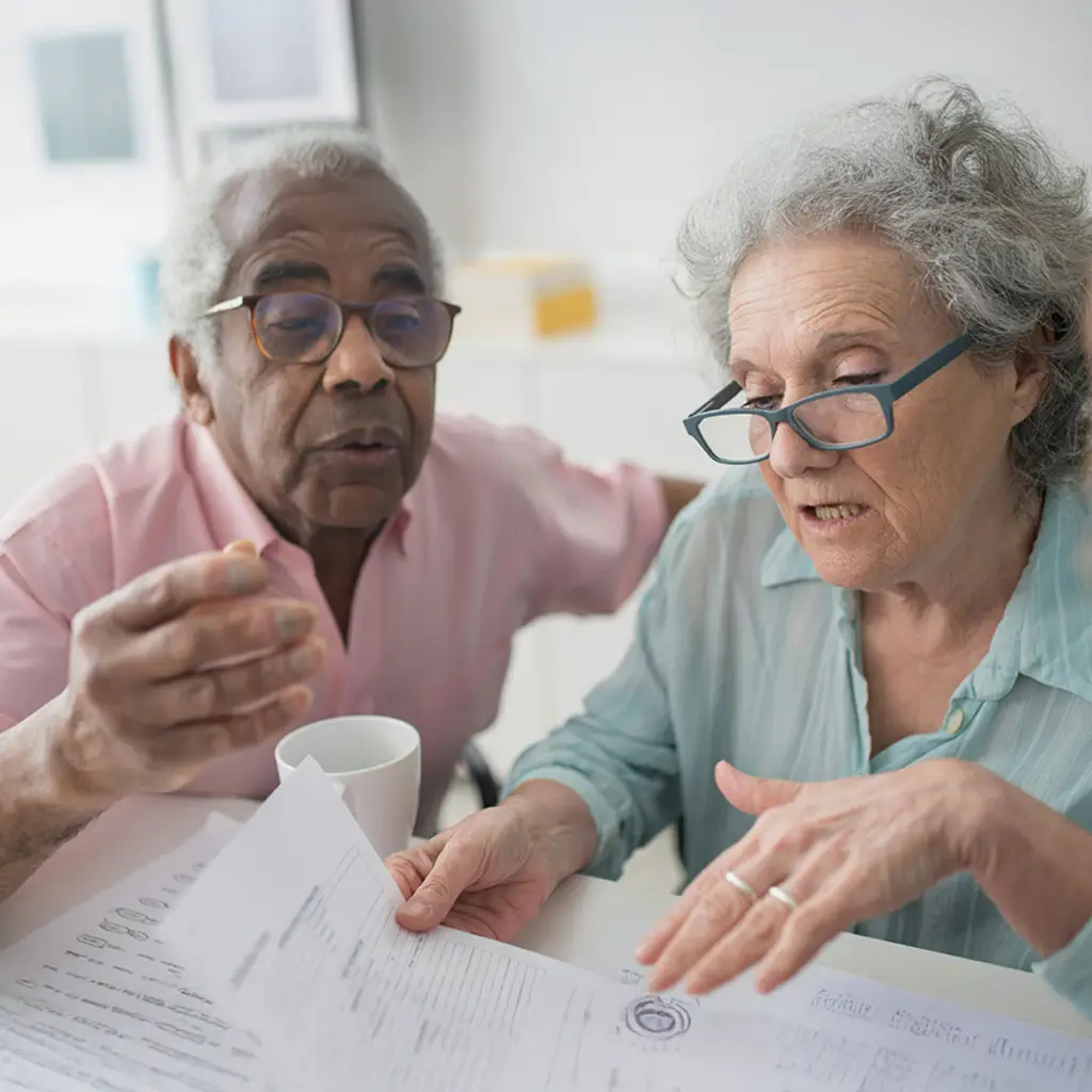 Elderly Couple Looking at Documents